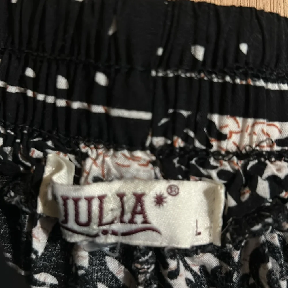 Julia Black and White Elephant Print Pants